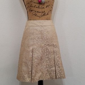 Ann Taylor gold abstract design brocade sequins skirt size OP Vacay Cruise Wear